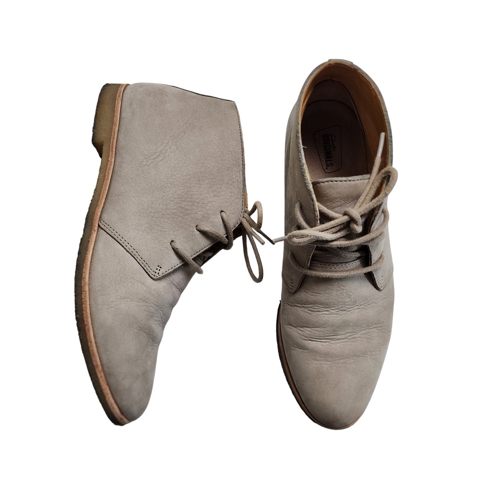 Clarks Originals Womens Phenia Suede Desert Boots Size 7.5 Khaki Suede Lace Up